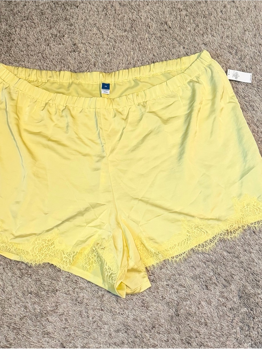 Old Navy Soft Yellow Lace-Trim Lounge Shorts